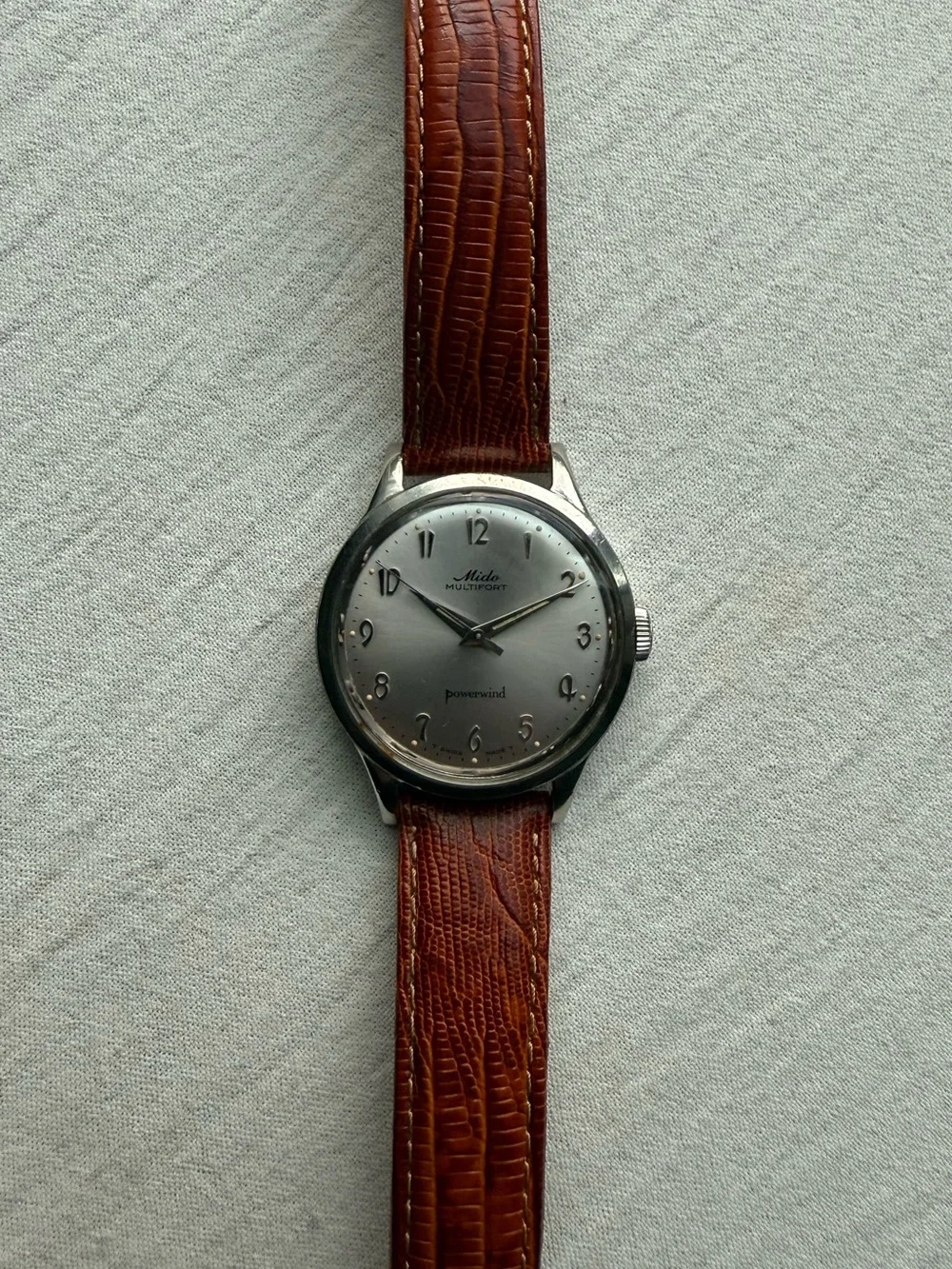 Vintage 1950s Mido Multifort Powerwind Automatic 34mm Watch - Patina!